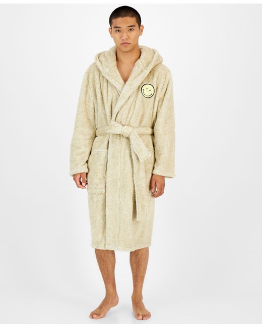 Sun + Stone Smiley Embroidered Hooded Fleece Robe Created for