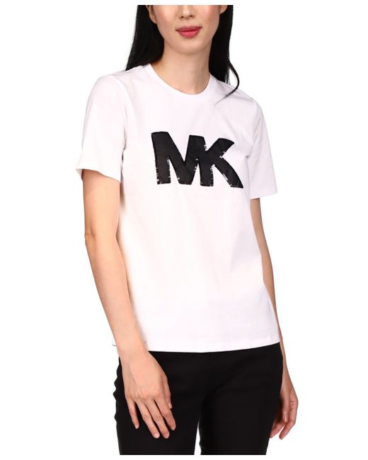 Michael Kors Michael Organic Cotton Sequined Logo T-Shirt