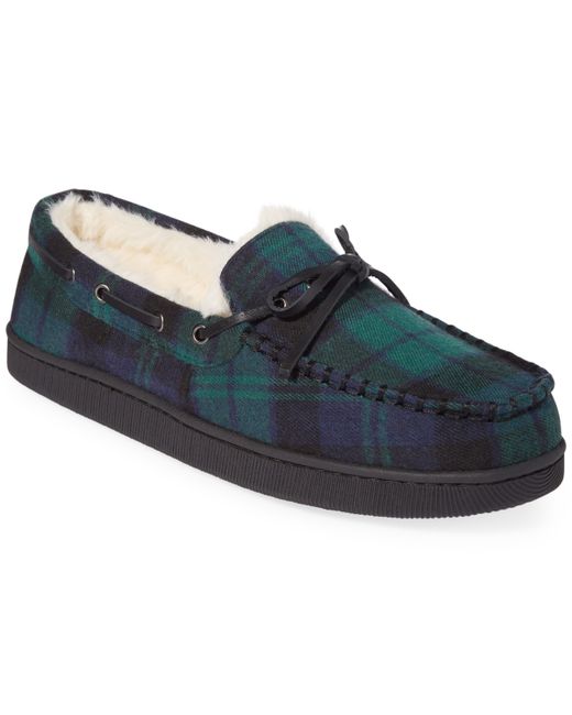 Club Room Plaid Moccasin Slippers with Faux-Fur Lining Created for