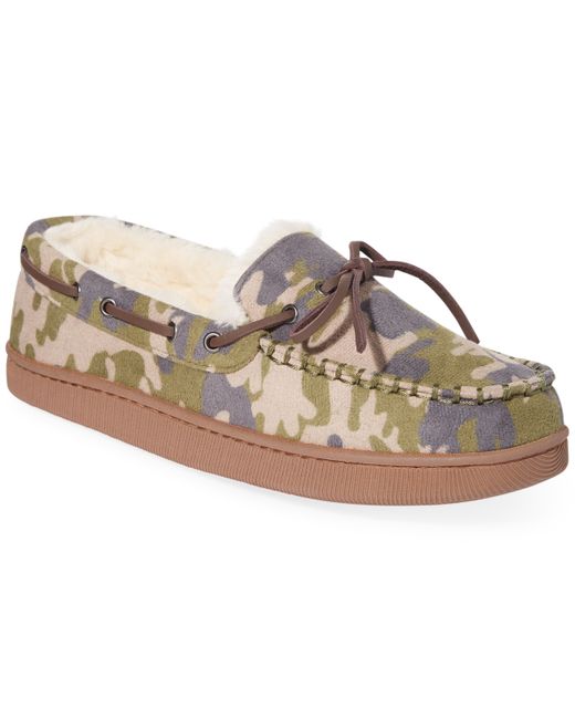 Macy's Club Room Camouflage Moccasin Slippers with Faux-Fur Lining Created for