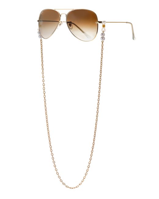 Ettika 18k Gold Plated Wide Link Imitation Pearl Glasses Chain