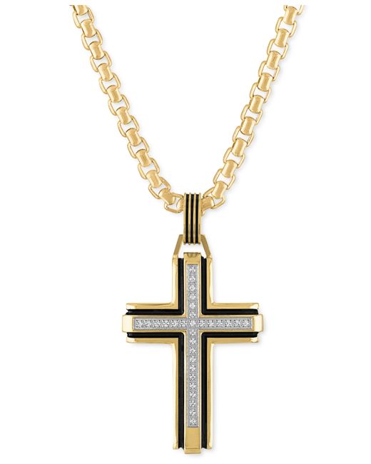 Esquire Men's Jewelry Diamond Religious Cross 22 Pendant Necklace 1/6 ct. t.w. Created for