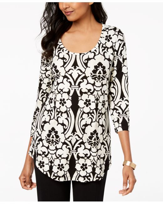 Jm Collection 3/4-Sleeve Printed Top Created for