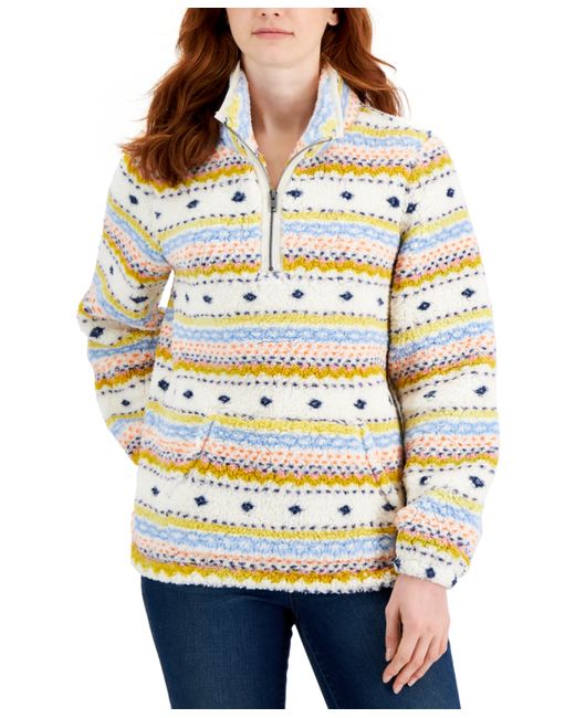 Style & Co Petite Printed Sherpa Quarter-Zip Created for