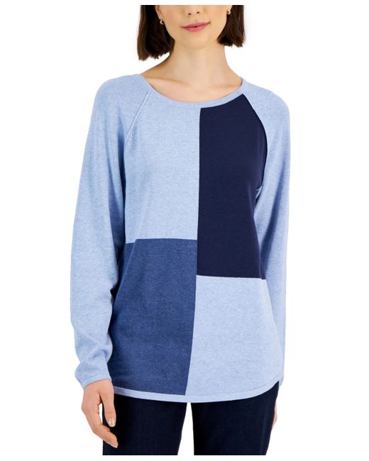 Karen Scott Cotton Colorblocked Patchwork Sweater Created for