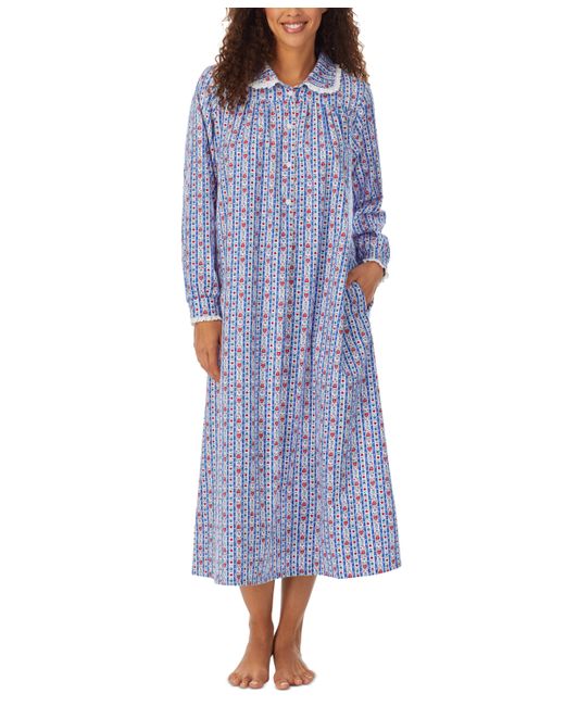Lanz of Salzburg Cotton Lace-Trim Flannel Nightgown