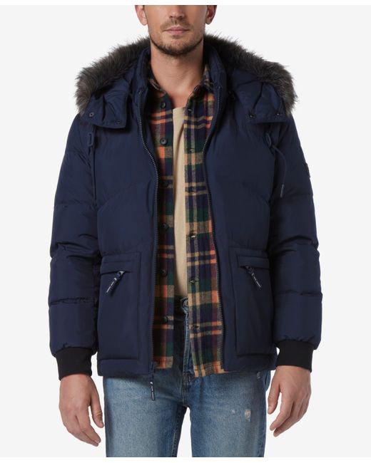 Marc New York Down Bomber with Faux Fur Trim and Removable Hood