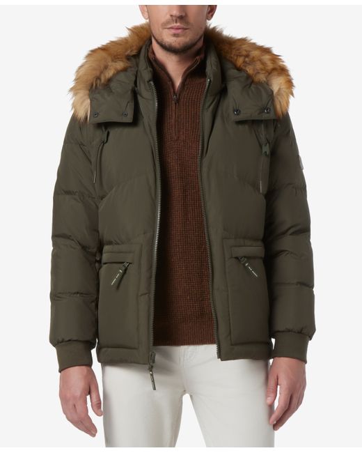 Marc New York Down Bomber with Faux Fur Trim and Removable Hood
