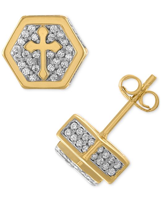 Esquire Men's Jewelry Cubic Zirconia Cross Hexagon Cluster Stud Earrings Created for