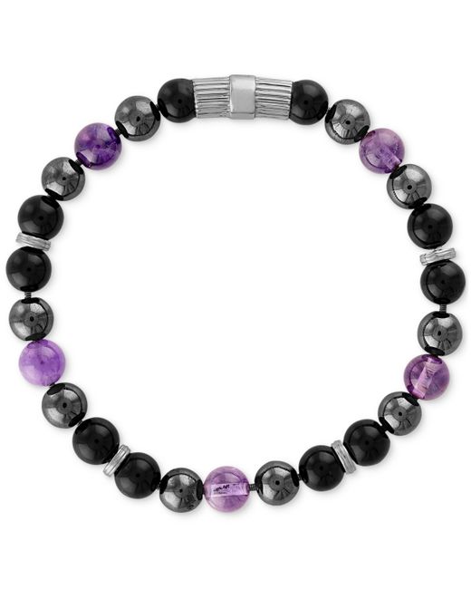 Esquire Men's Jewelry Multi-Stone Beaded Stretch Bracelet in Sterling Created for
