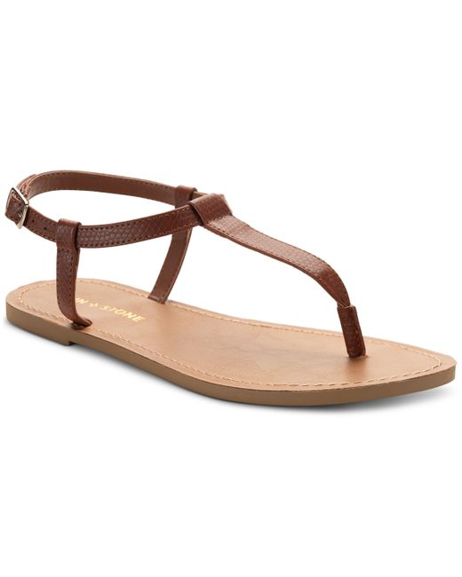 Sun + Stone Krisleyy T-Strap Slingback Flat Sandals Created for Shoes