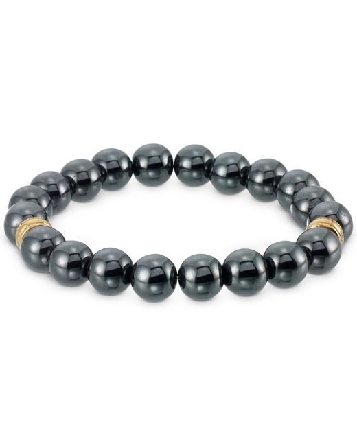 Legacy For Men By Simone I. Legacy for by Simone I. Smith Hematite Bead Stretch Bracelet in Gold-Tone Ion-Plated Stainless Steel