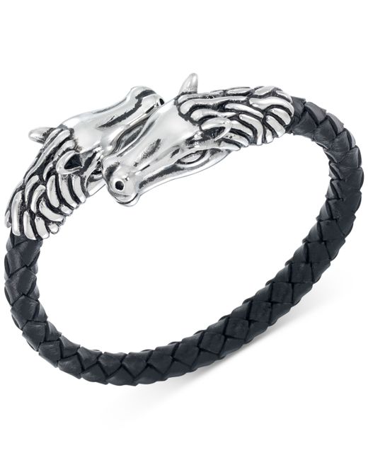 Legacy For Men By Simone I. Legacy for by Simone I. Smith Horse Head Leather Braided Bypass Bracelet in Stainless Steel