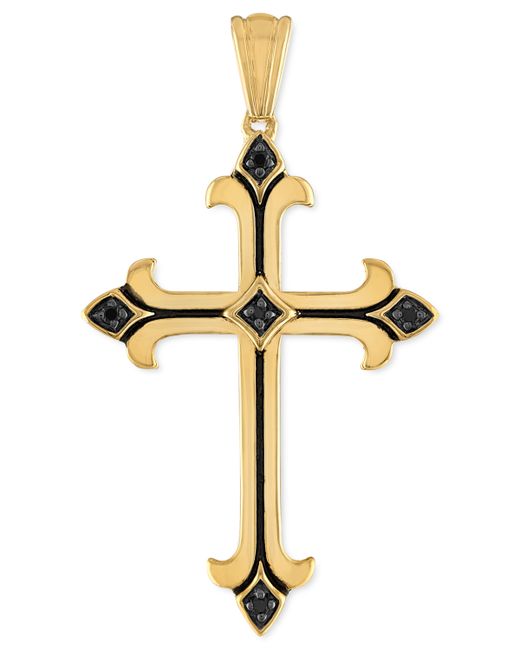 Esquire Men's Jewelry Black Cubic Zirconia Cross Pendant in 14k Gold-Plated Sterling Created for