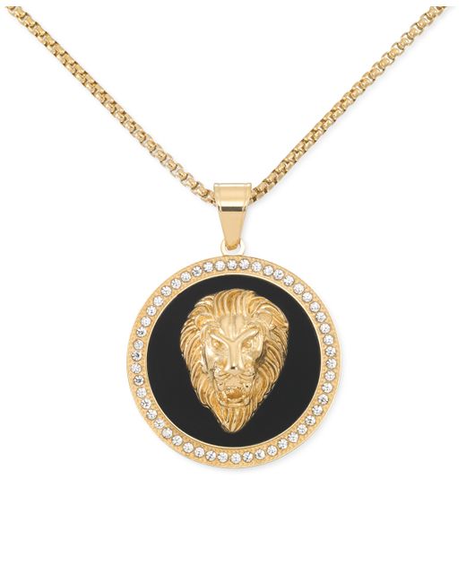 Legacy For Men By Simone I. Legacy for by Simone I. Smith Black Agate Lion Head 24 Pendant Necklace in Ion-Plated Stainless Steel