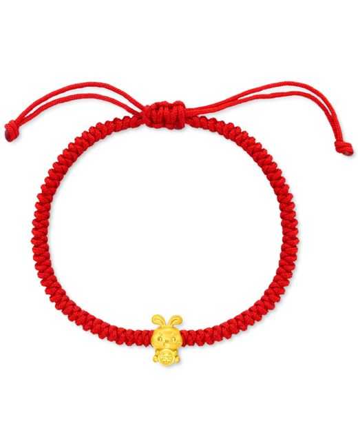 Chow Tai Fook Year of the Rabbit Charm Red Cord Bolo Bracelet in 24k