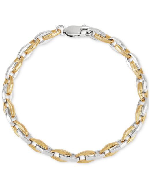 Macy's Two-Tone Link Bracelet in 18k Gold-Plated Sterling White Rhodium