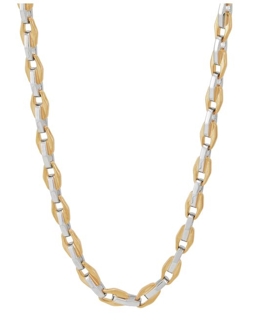 Macy's Two-Tone Link 22 Chain Necklace in 18k Gold-Plated Sterling White Rhodium