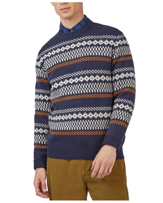 Ben Sherman Chunky Knitted Fair Isle Long-Sleeve Crewneck Sweater