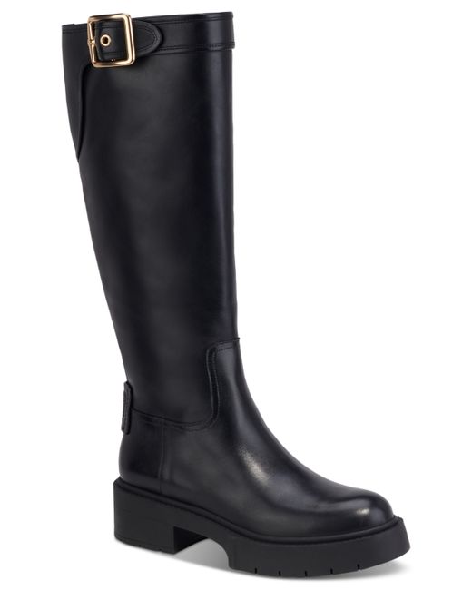 Coach Lilli Buckled-Strap Block-Heel Riding Boots Shoes