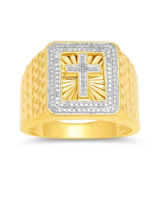 Macy's Diamond Cross Ring 1 ct. t.w. in 18k Gold-Plated Sterling