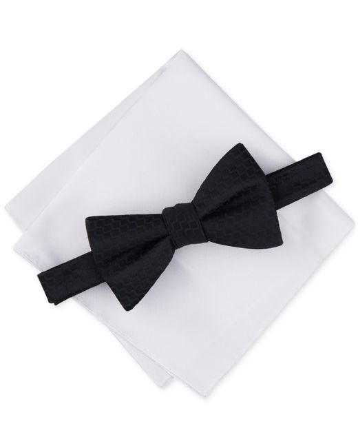 Alfani Rolling 2-Pc. Neat Pre-Tied Bow Tie Solid Pocket Square Set Created for