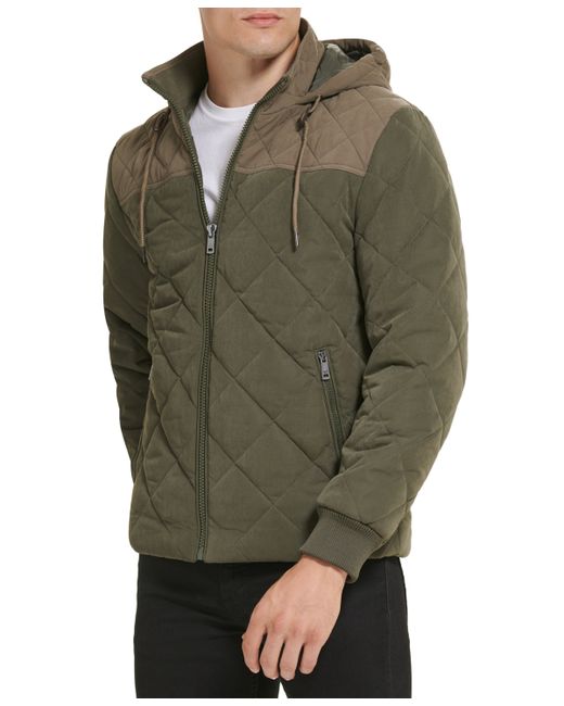 Kenneth Cole Colorblock Hooded Quilted Jacket