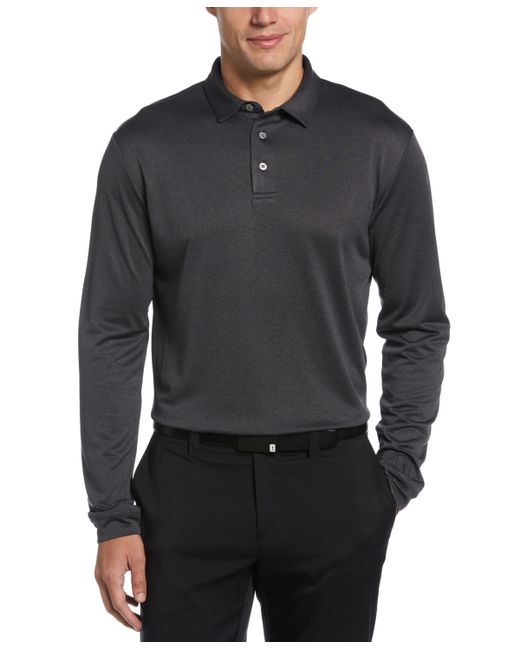 PGA Tour Micro Birdseye Print Long-Sleeve Polo Shirt
