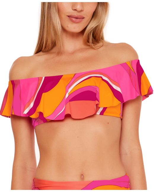 Trina Turk Vivid Vista Printed Ruffled Bandeau Bikini Top Created for Swimsuit