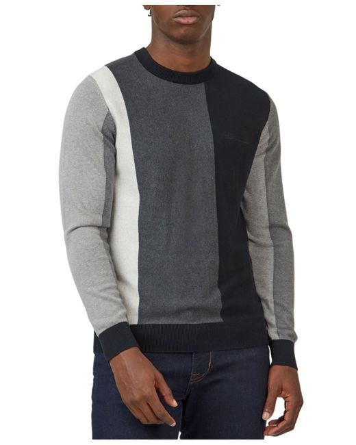 Ben Sherman Knitted Vertically-Striped Long-Sleeve Crewneck Sweater