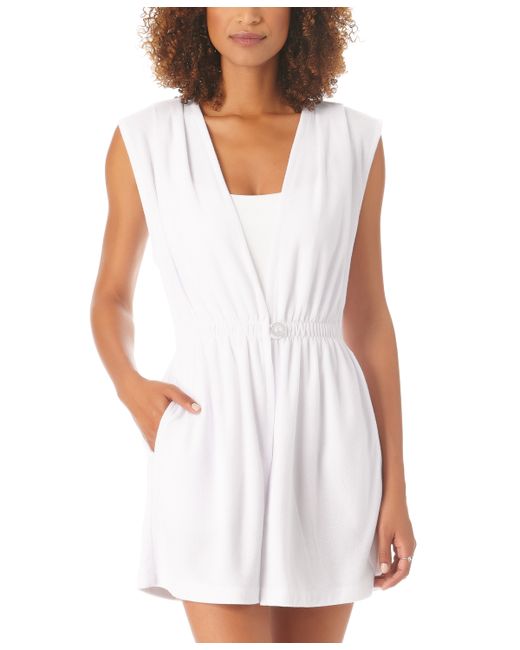 Anne Cole Button-Front Terry Cloth Cover-Up Swimsuit