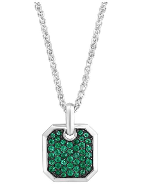 Effy Collection Effy Emerald Cluster Dog Tag 22 Pendant Necklace 1 ct. t.w. in