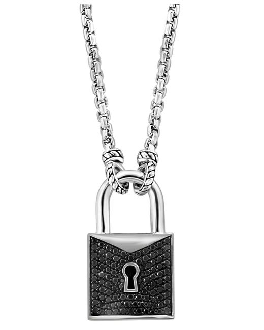 Effy Collection Effy Black Spinel Padlock 22 Pendant Necklace 1-1/2 ct. t.w. in