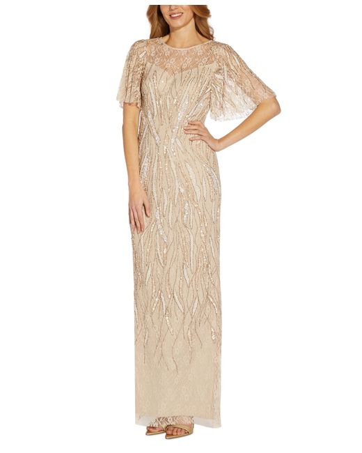 Adrianna Papell Petite Embellished Lace Gown