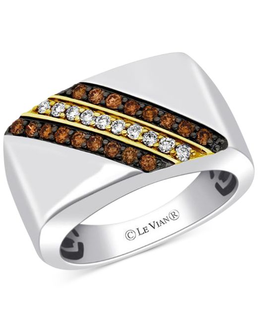 Le Vian Chocolate Diamond 3/8 ct. t.w. Nude 1/5 Diagonal Ring in Sterling Silver 14k Plate