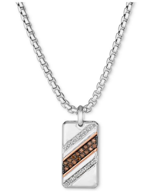 Le Vian Chocolate Diamond 1/4 ct. t.w. Nude 1/6 Dog Tag 22 Pendant Necklace in Sterling 14k Rose Gold-Plate