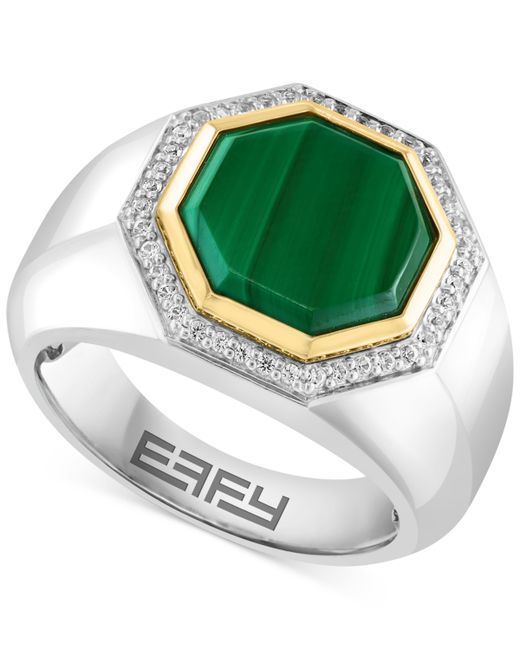 Effy Collection Effy Malachite White Sapphire 1/2 ct. t.w. Ring in 14K Gold-Plate