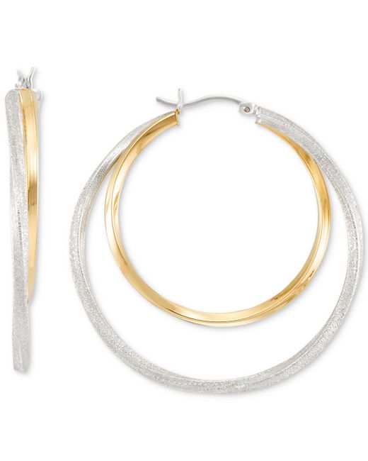 Macy's Double Medium Hoop Earrings in 14k Gold-Plated Sterling