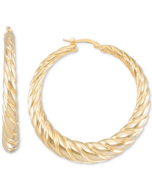 Macy's Graduated Textured Medium Hoop Earrings in 14k Gold-Plated Sterling