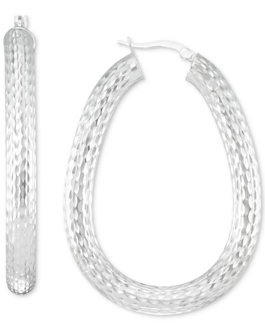 Macy's Textured Teardrop Hoop Earrings in 14k White Gold-Plated Sterling