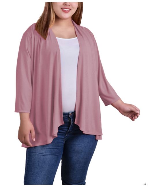 Ny Collection Plus Draped Open-Front Cardigan