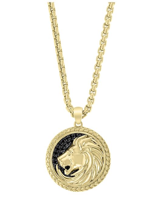 Effy Collection Effy Black Sapphire Lion 22 Pendant Necklace 1/4 ct. t.w. in 18k Gold-Plated Sterling