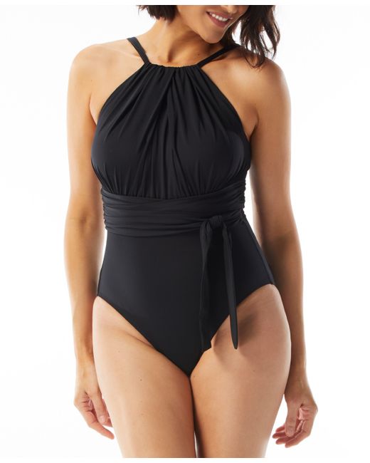 Coco Reef Contours Belted High-Neck One-Piece Swimsuit