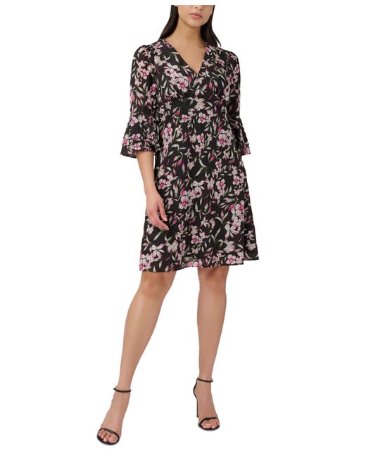 Adrianna Papell Floral-Print Fit Flare Dress