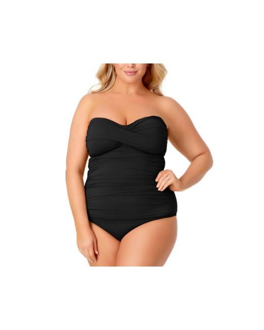 Anne Cole Trendy Plus Twisted Tankini High Waist Bottoms Swimsuit