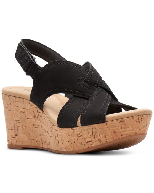 Clarks Rose Erin Woven-Strap Wedge Sandals Shoes
