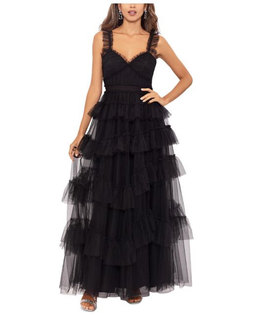 Betsy & Adam Ruffled Tiered Gown