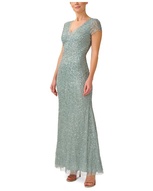 Adrianna Papell Beaded Sequin Mermaid Gown