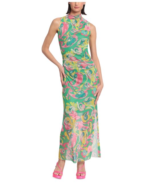 Donna Morgan Printed Mesh-Overlay Maxi Dress