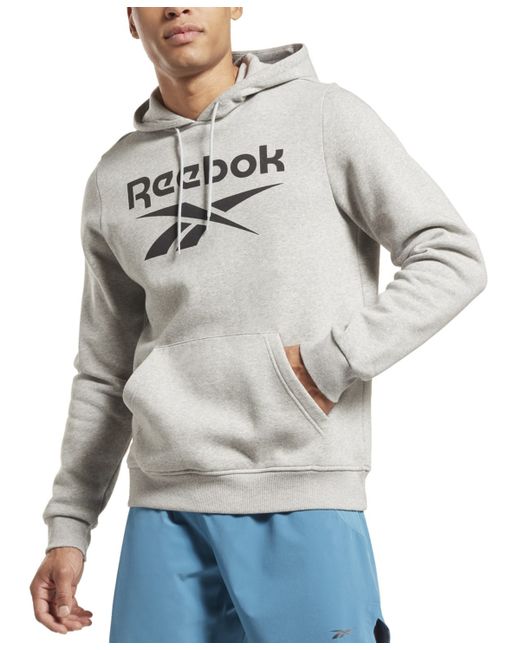 Reebok Identity Classic-Fit Stacked Logo-Print Fleece Hoodie